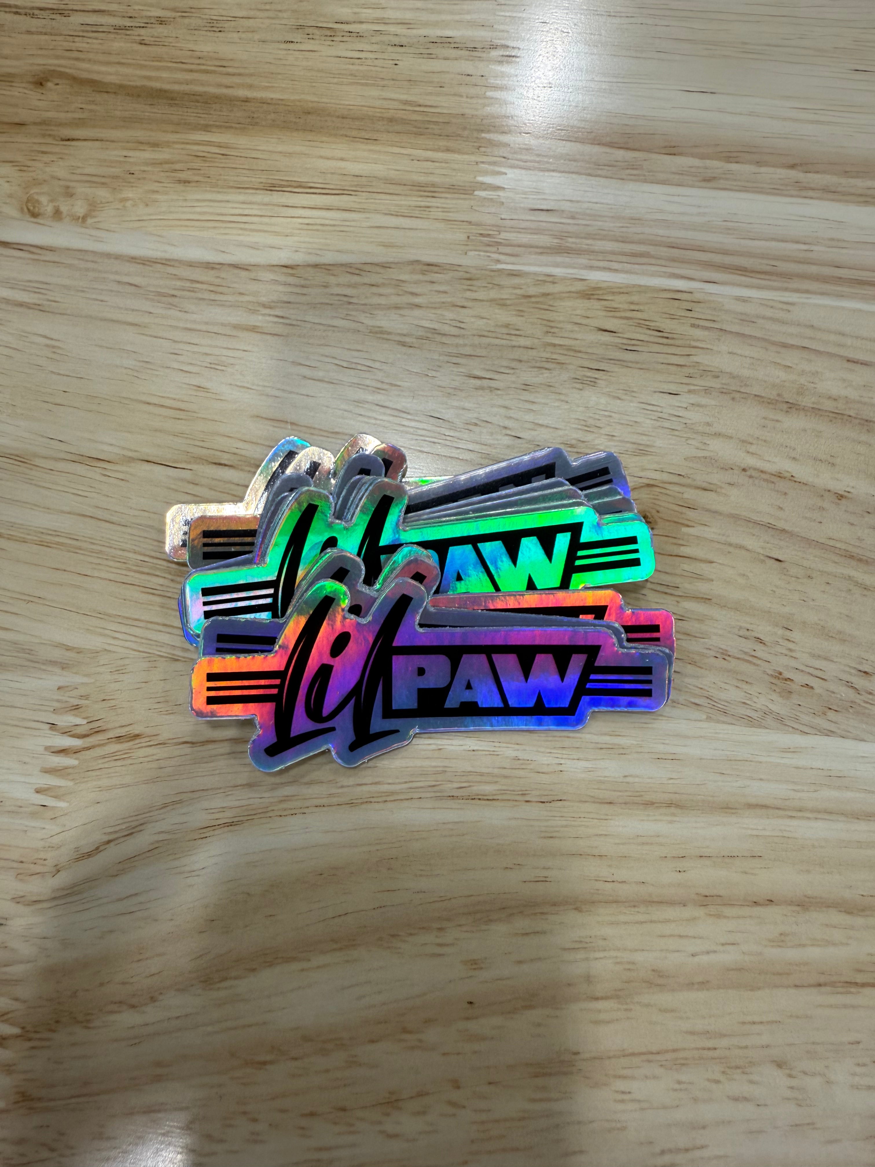 Lil Paw Holographic Script Sticker