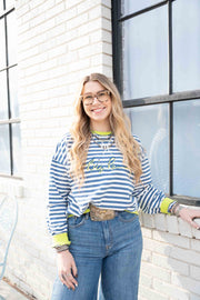 Big Paw Color Striped Crewneck