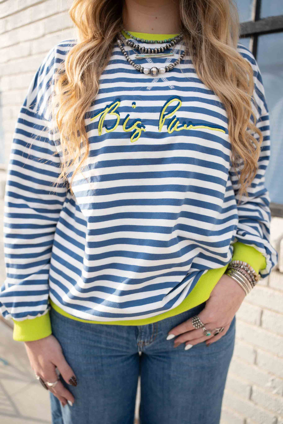 Big Paw Color Striped Crewneck