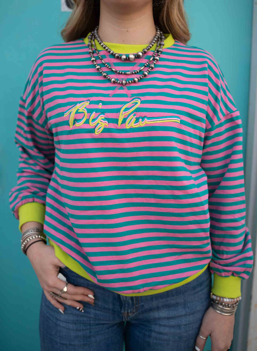 Big Paw Color Striped Crewneck