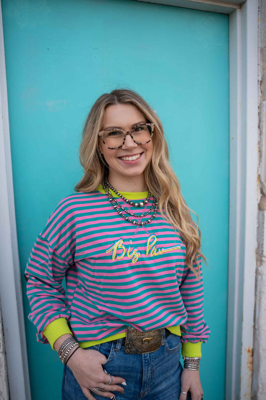 Big Paw Color Striped Crewneck