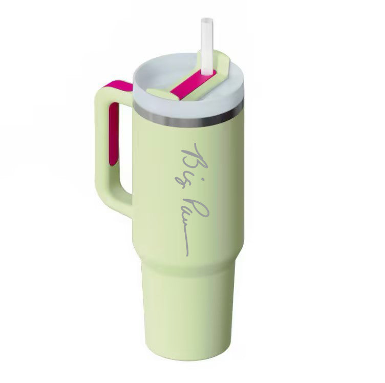 Lime Green with Pink accents QUENCHER TUMBLER (SOFT MATTE) | 40 OZ